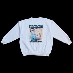 Rosie the Riveter White Sweater | Size 2XL